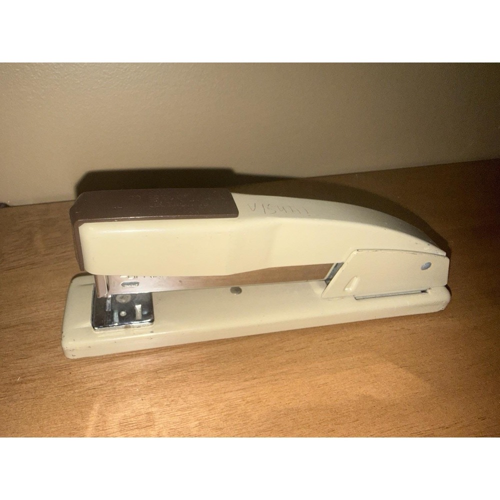 Vintage Swingline 747 Stapler Beige Brown Metal Desktop Office School Supply